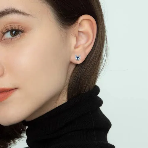 Vista 5 de Aretes de herradura de plata de ley 925, hipoalergénicos, joyería de herradura, regalos para mujeres con orejas sensibles, Plata de ley, cristal