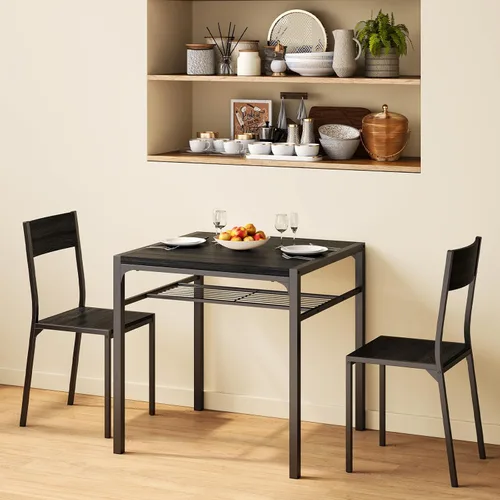 Vista 8 de Gizoon Juego de mesa de comedor para 2, mesa de cocina de 3 piezas con 2 sillas para espacios pequeños, apartamento, cocina, comedor, ahorro