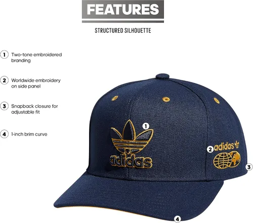 Vista 2 de adidas Originals Sombrero de ajuste ajustable estructurado moderno para hombre