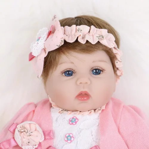 Vista 3 de ENADOLL Reborn Baby Doll - Juego de regalo realista de vinilo de silicona rosa bebé, 16 pulgadas, con peso, cuerpo suave, realista, para edades de 3