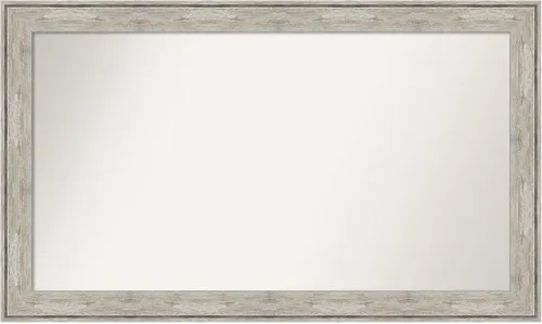 Vista 399 de Amanti Art Espejo de baño plateado para sobre el fregadero, 28 x 37 pulgadas, elegante espejo rectangular de peltre cepillado, marco de madera