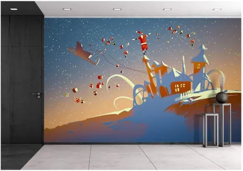 Vista 7 de wall26 - Mural de pared removible, de gran tamaño, autoadhesivo, con impresión de casa con bugmbilias.
