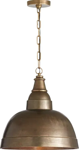 Vista 6 de Capital Lighting 330311XB Sedona - Colgante de cúpula de metal industrial de aluminio fundido en arena hecho a mano, 1 luz de 100 vatios, 12 Latón