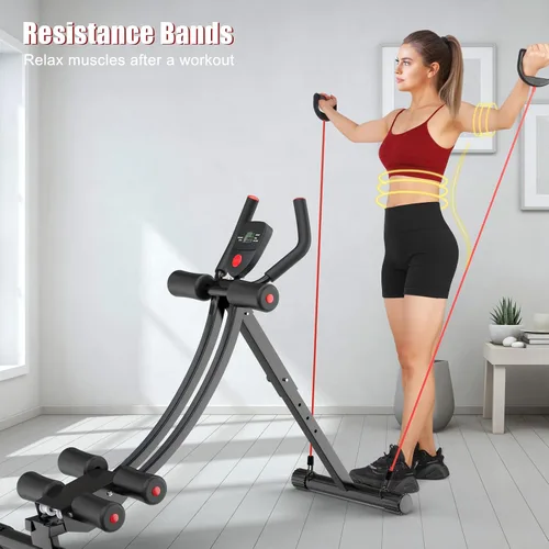 Vista 7 de Ab Machine for Home Gym, Adjustable Foldable Core Trainer Negro de una sola pista