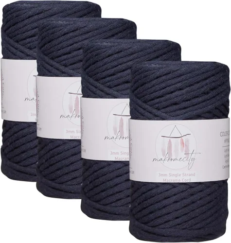 Vista 91 de Makromecity, Cordón de macramé de un solo hilo de 3 mm x 100 yardas (300 pies) de 3 mm de cordón de algodón azul bebé para arte y manualidades