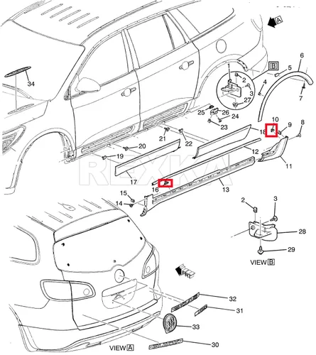 Vista 6 de Rexka 10 clips de moldeo de rueda basculante 19352782 68172491AA compatibles con GM Chevrolet GMC Cadillac Jeep Cherokee Compass Grand Cherokee