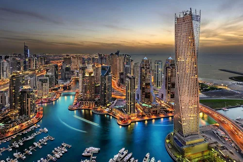 Vista 3 de Mural Wall Art Startonight Decor Dubai Marina - Papel tapiz grande para dormitorio o sala de estar, 100 x 144 pulgadas