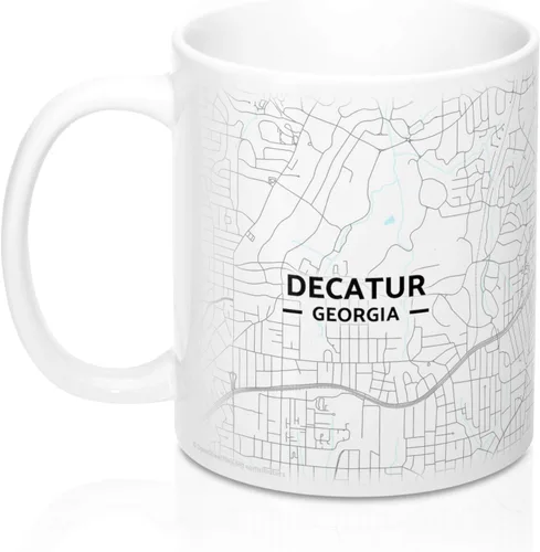 Vista 3 de Decatur, Georgia GA Map Mug (11 oz)