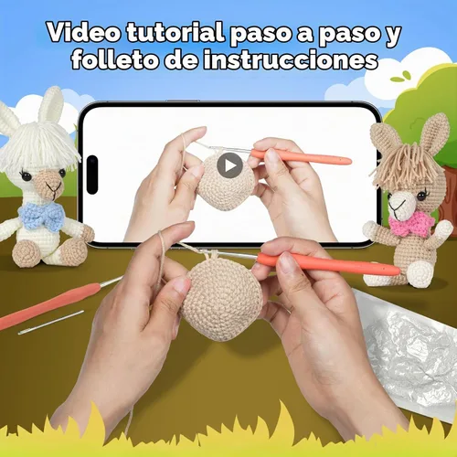 Vista 3 de Kit de ganchillo MOREJMTT para principiantes, kit de tejer, equipado con videotutoriales paso a paso, kits de ganchillo para adultos y jóvenes, kit