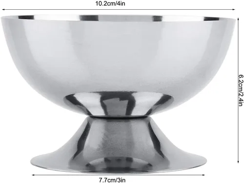 Vista 2 de LIZEALUCKY Copas de helado de acero inoxidable para servir platos de postre cuencos para ensalada, fruta, pudín de cereales para el hogar, hotel