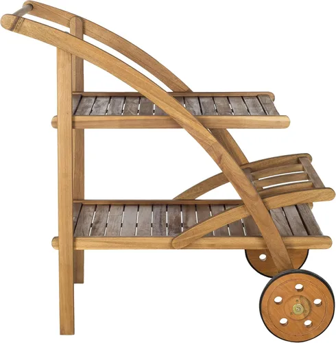 Vista 10 de Safavieh Outdoor Collection Lodi - Carrito de té, gris lavado