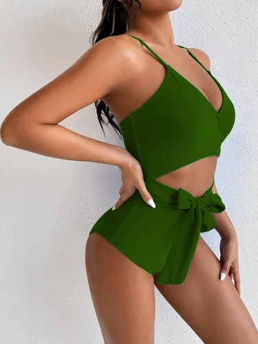 Vista 2 de Modihito Traje de baño de una pieza para mujer con corte frontal, corte alto, monokini