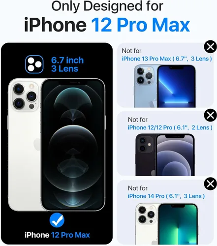 Vista 6 de Funda magnética diseñada para iPhone 12 Pro Max [protección contra caídas de grado militar] Funda protectora a prueba de golpes translúcida mate