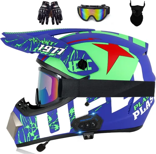 Vista 13 de Casco de motocross Bluetooth para adultos, casco de motocross, aprobado por DOT/ECE, perfecto para motocicletas de motocross, motos de cross, ATV