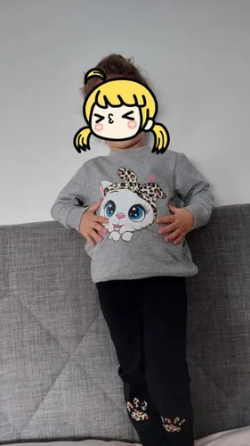 Vista 3 de Conjunto de 2 piezas de sudadera de manga con volantes y leggings para niñas de 2 a 10 años