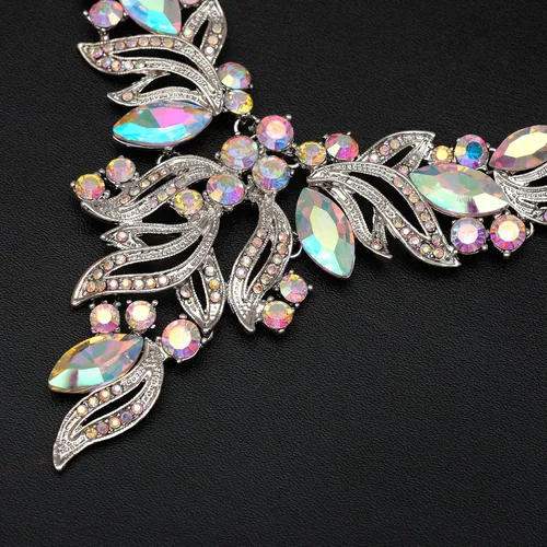 Vista 5 de chaoyite Disfraz de novia en forma de hoja, joyería para novia, collar, aretes, pulsera, anillos, accesorios para vestidos de graduación, Cobre
