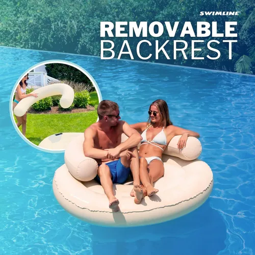 Vista 8 de SWIMLINE Original Cloud Chaise 360 - Tumbona flotante para piscina y lago, balsa circular para adultos y niños, respaldo W Cómoda textura