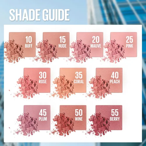 Vista 4 de Maybelline Fit Me Blush, Ligero, Suave, Mezclable, Maquillaje de Color de Larga Duración que Realza el Rostro Todo el Día, Buff, 1 Unidad