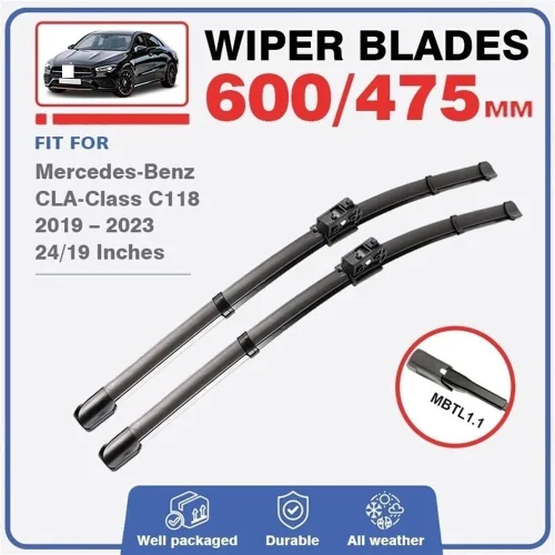 Vista 3 de Escobillas del limpiaparabrisas compatible con Mercedes Benz CLA Clase C118 W118 2019-2023, limpiaparabrisas CLA 180 200 250