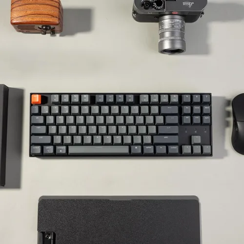Vista 8 de Keychron Teclado mecánico inalámbrico K8 Tenkeyless para Mac, retroiluminación blanca, Bluetooth, multitarea, teclado para juegos con cable tipo C