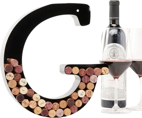 Vista 13 de Soporte de corcho con letra de vino (C) Arte decorativo de pared