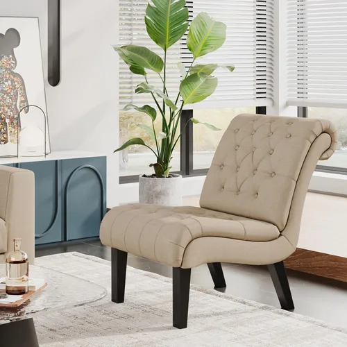 Vista 12 de Alunaune Silla de sala de estar, silla decorativa moderna, tapizada sin brazos, silla de dormitorio, sofá y respaldo de tela, sillón reclinable