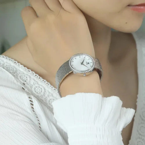 Vista 7 de Relojes para mujer, reloj de enfermera, impermeable, para mujer, pulsera de muñeca, simple, dorado, elegante, impermeable, reloj de cuarzo