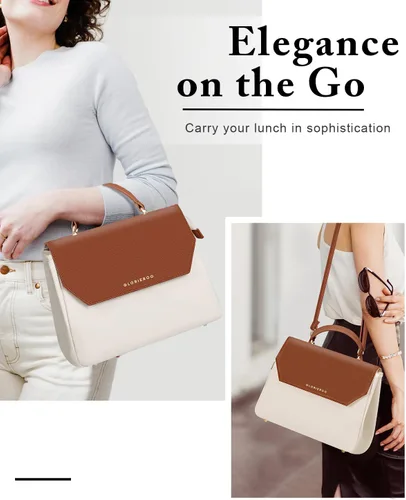 Vista 6 de GLORIEROO Lonchera para niñas y mujeres, Beige, Estándar
