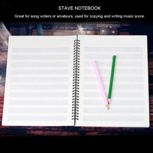 Vista 6 de RiToEasysports Stave Notebook, 50 Pages Musical Notation Staff Notebook Music Manuscript Writing Paper (Black Piano) Sheet Music Notebook Staff