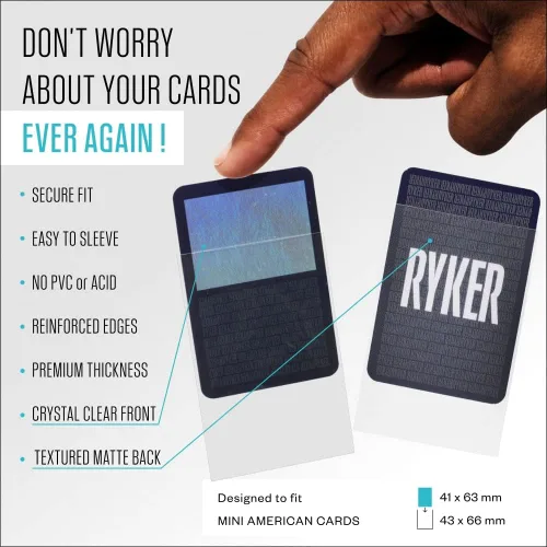 Vista 2 de Ryker Fundas protectoras para tarjetas de juego de mesa americanas (paquete de 3, transparentes, 1.614 x 2.480 in, 300 fundas)