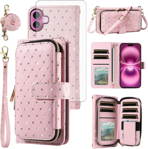 Vista 38 de Funda para teléfono iPhone 6 6S con cremallera y protector de pantalla con protector de pantalla, correa de cordón cruzado, ranura para iPhone 6 Six