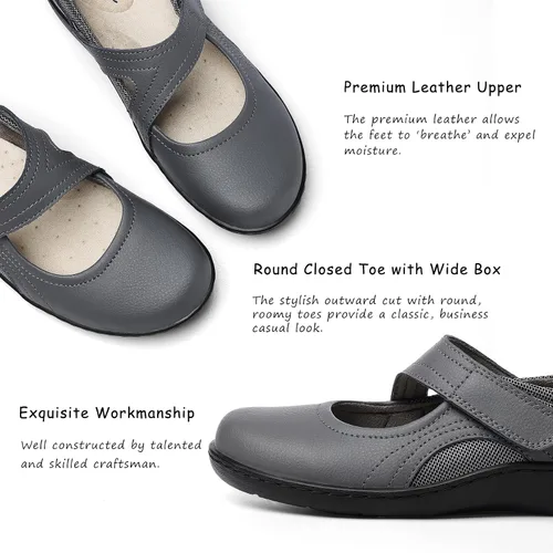Vista 3 de Zapatos planos clásicos y cómodos Mary Jane para mujer, zapatos de vestir casuales a la moda, bonitos zapatos de vestir con puntera cerrada, ligeros