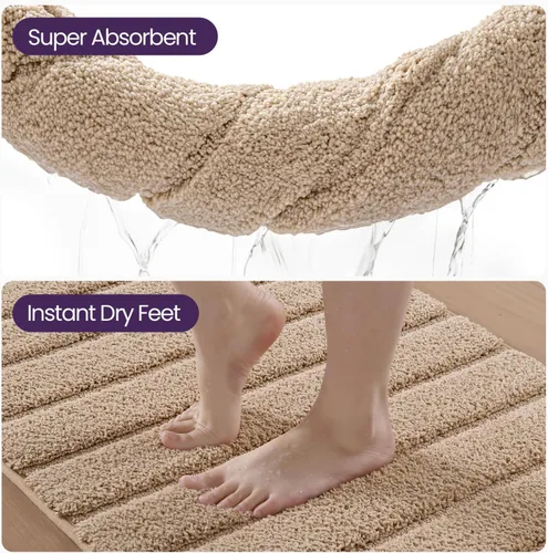 Vista 7 de DEXI Alfombras de baño de 30 x 17 pulgadas, lavables a máquina, antideslizantes, de microfibra suave, absorbente, de secado rápido, para suelo