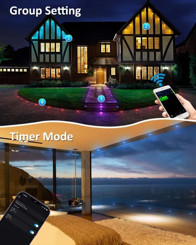 Vista 7 de Iluminación RGB para cubierta φ1.22, luces de cubierta impermeables para exteriores, luces de bajo voltaje de 12 V con control remoto, luz