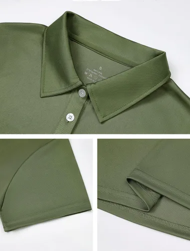 Vista 5 de Camiseta polo para mujer, camiseta de golf Dry Fit que absorbe la humedad, manga corta, deportiva, ropa deportiva, cuello con botones, entrenamiento