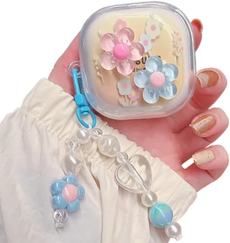 Vista 7 de Funda para Galaxy Buds FE/2 Pro/Pro/Live/Bud 2, funda completa de auriculares de mariposa con flores transparentes, accesorio de auriculares