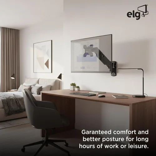 Vista 5 de ELG - Soporte de pared para monitor de resorte de gas, pantallas de movimiento completo de 17-35 pulgadas de hasta 19.8 libras, extensión de 15