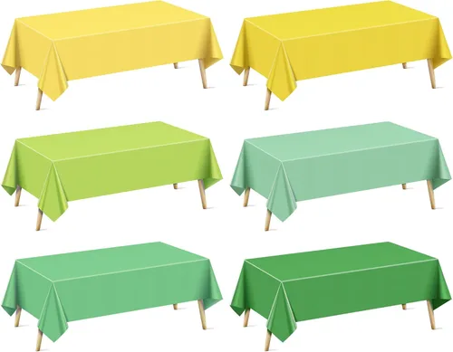 Vista 25 de Mantel rectangular de la serie azul y verde, 4 piezas, 54 x 72 pulgadas, color sólido, impermeable y a prueba de derrames, mantel de plástico