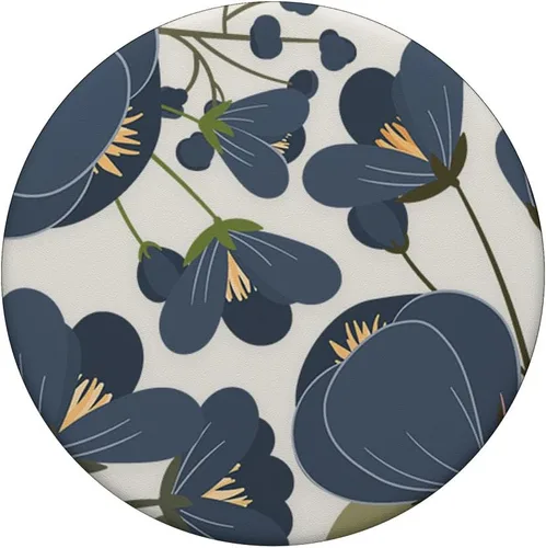 Vista 3 de Bonito estampado botánico floral azul marino PopSockets adhesivo PopGrip