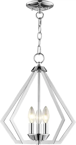 Vista 11 de Livex Lighting 40923-01 Lámpara de araña de tres luces de transición/montaje de techo de Prism Collection Acabado, latón antiguo