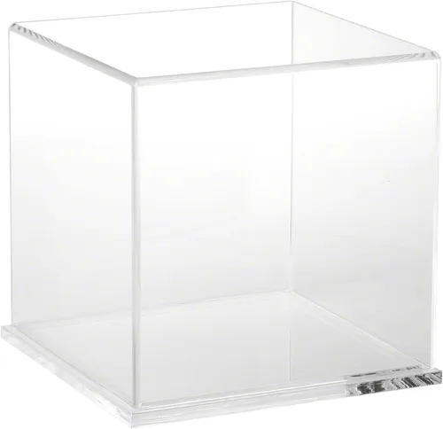 Vista 4 de Plymor Vitrina de acrílico transparente con base negra, 8" x 8" x 8