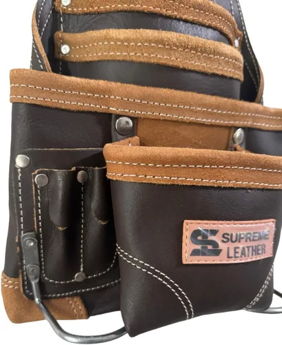 Vista 6 de Bolsa de herramientas de cuero Supreme Leather para construcción, bolsa de herramientas de carpintero, bolsa para electricista 10 bolsillos, 2