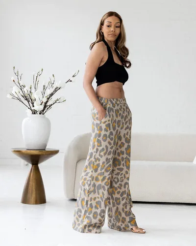 Vista 4 de The Drop Pantalón con estampado de guepardo crema irlandesa para mujer por victoriouslogan