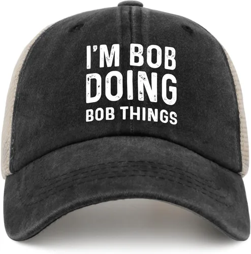 Vista 23 de Im Bob Doing Bob Things - Sombrero de camionero para hombre, sombrero de malla vintage para verano