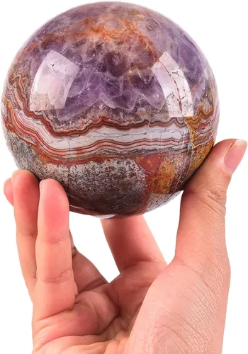 Vista 159 de JIC Gem Piedra Natural de Jaspe Africano Cristal de Curación Esfera Adivinación Bola de Piedra Preciosa, Feng Shui Reiki Aura Decoración