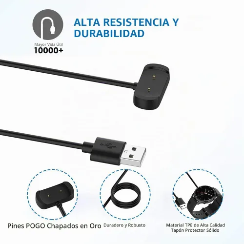 Vista 4 de Cable cargador para Amazfit Bip 5/Bip 5 Unity/Bip 3/Bip 3 Pro/GTS 4 Mini/Active/GTS 2/GTR 2/GTR Mini/GTS 2 Mini, cable de carga con cable USB de 3.3