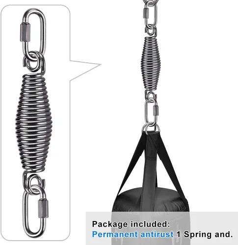 Vista 3 de SELEWARE Heavy Duty Bag Spring for Punching Bag - Chrome Plated with Secure Closed-Loop Design for Boxing, MMA, and More, Smooth & Safe Suspension