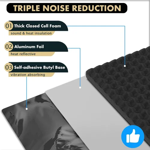 Vista 3 de TroyStudio Amortiguador de sonido para coche 3 en 1 - 6 piezas, panel de espuma de célula cerrada de butilo autoadhesivo de 16 X 12 X 0.7 pulgadas