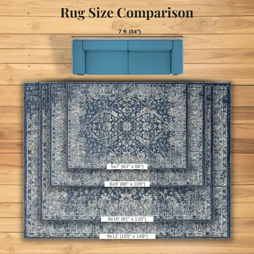 Vista 5 de LUXE WEAVERS Euston Collection 8060 - Alfombra oriental moderna de 5 x 7 pulgadas, color azul