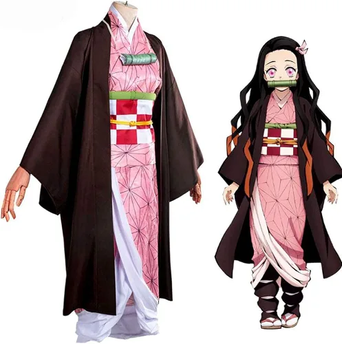 Vista 5 de Traje de cosplay Kamado Kimono con ropa de pelo y bambú